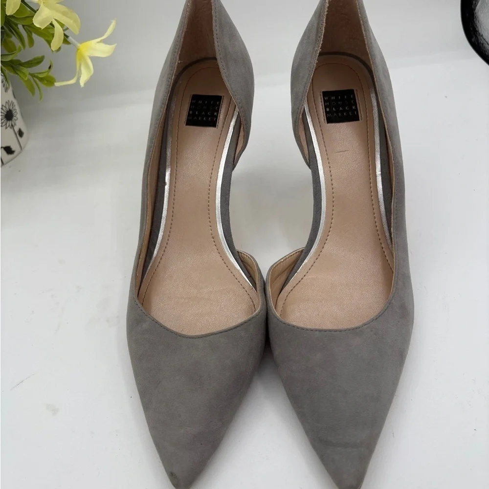 White House Black Market Gray Pumps Size 8 Pointed Toe